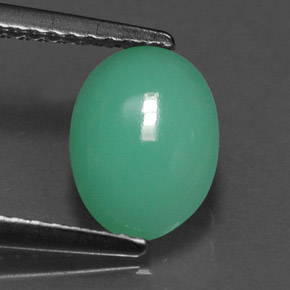 Crisoprasio naturale verde da 1,47 ct, taglio ovale, traslucido