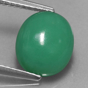 Crisoprasio naturale verde da 3,14 ct, taglio ovale, traslucido