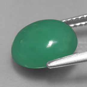 Crisoprasio naturale verde da 3,14 ct, taglio ovale, traslucido