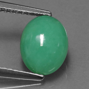Crisoprasio naturale verde da 1,92 ct, taglio ovale, traslucido
