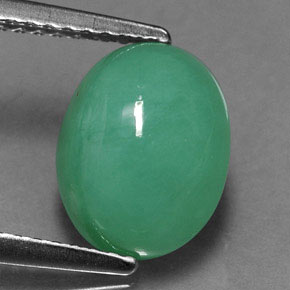 Crisoprasio naturale verde da 2,74 ct, taglio ovale, traslucido