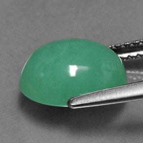 Crisoprasio naturale verde da 2,74 ct, taglio ovale, traslucido