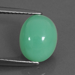 Crisoprasio naturale verde da 3,35 ct, taglio ovale, traslucido