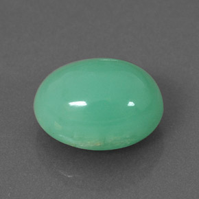Crisoprasio naturale verde da 3,35 ct, taglio ovale, traslucido