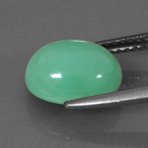 Crisoprasio naturale verde da 3,35 ct, taglio ovale, traslucido