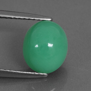 Crisoprasio naturale verde da 2,70 ct, taglio ovale, opaco