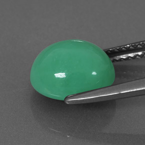 Crisoprasio naturale verde da 2,70 ct, taglio ovale, opaco