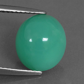 Crisoprasio naturale verde da 4,62 ct, taglio ovale, traslucido