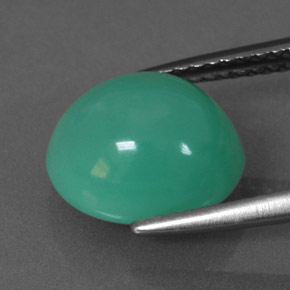Crisoprasio naturale verde da 4,62 ct, taglio ovale, traslucido