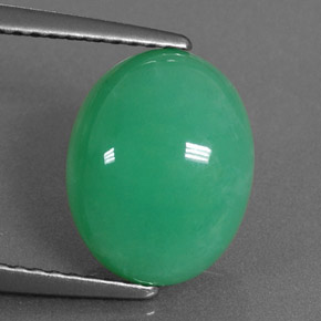 Crisoprasio naturale verde da 3,92 ct, taglio ovale, opaco