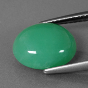 Crisoprasio naturale verde da 3,92 ct, taglio ovale, opaco