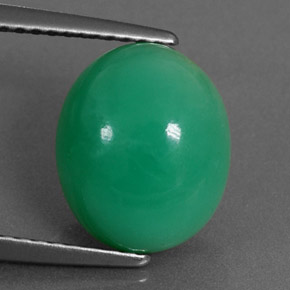Crisoprasio naturale verde da 4,67 ct, taglio ovale, opaco