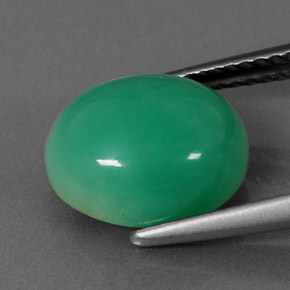 Crisoprasio naturale verde da 4,67 ct, taglio ovale, opaco