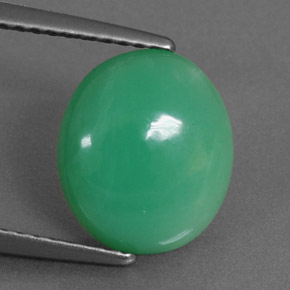Crisoprasio naturale verde da 2,78 ct, taglio ovale, opaco