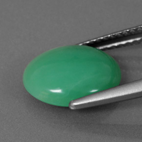 Crisoprasio naturale verde da 2,78 ct, taglio ovale, opaco