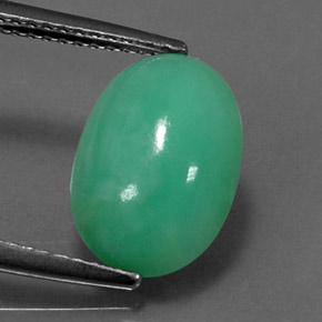 Crisoprasio naturale verde da 4,43 ct, taglio ovale, opaco