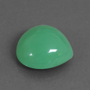 Crisoprasio naturale verde da 2,60 ct, taglio a pera, traslucido
