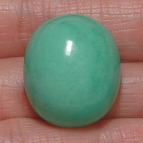 Crisoprasio naturale verde da 39,50 ct, taglio ovale, opaco