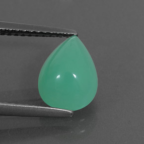 Crisoprasio naturale verde da 1,94 ct, taglio a pera, traslucido