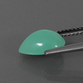 Crisoprasio naturale verde da 1,94 ct, taglio a pera, traslucido