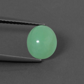 Crisoprasio naturale verde da 1,79 ct, taglio ovale, opaco