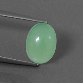 Crisoprasio naturale verde da 1,67 ct, taglio ovale, traslucido