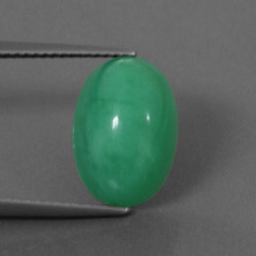Crisoprasio naturale verde da 5,69 ct, taglio ovale, opaco