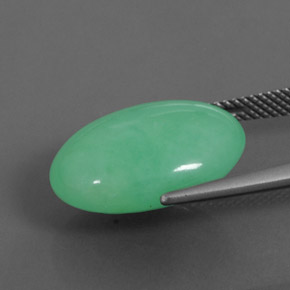 Crisoprasio naturale verde da 11,64 ct, taglio ovale, opaco