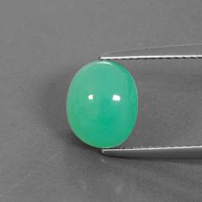Crisoprasio naturale verde da 2,83 ct, taglio ovale, opaco