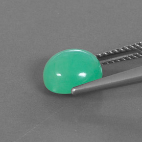 Crisoprasio naturale verde da 2,83 ct, taglio ovale, opaco