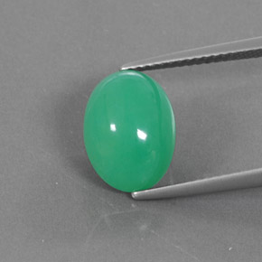Crisoprasio naturale verde da 5,44 ct, taglio ovale, opaco