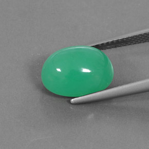 Crisoprasio naturale verde da 5,44 ct, taglio ovale, opaco