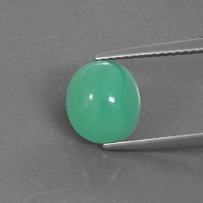 Crisoprasio naturale verde da 2,52 ct, taglio ovale, opaco
