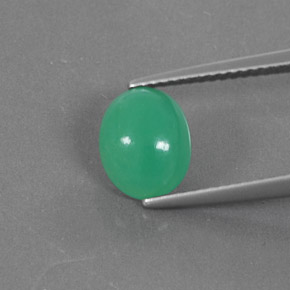 Crisoprasio naturale verde da 1,80 ct, taglio ovale, opaco