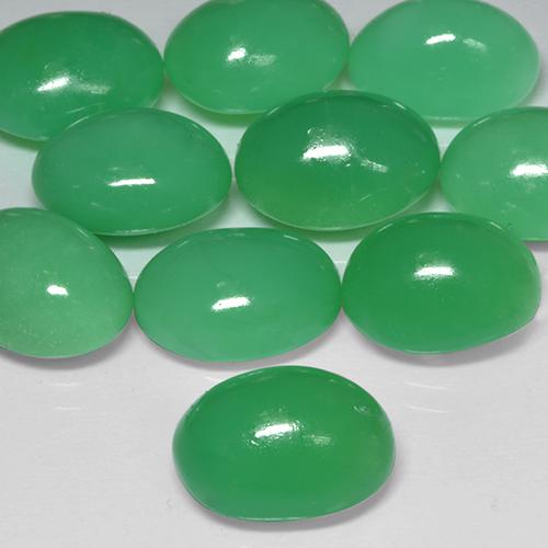 Crisoprasio Verde giallastro naturale da 4.95 ct, Ovale, Opaco