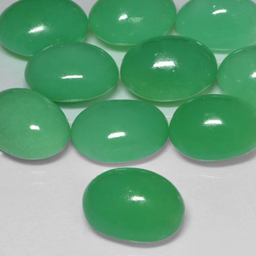 Crisoprasio Verde giallastro naturale da 4.95 ct, Ovale, Opaco