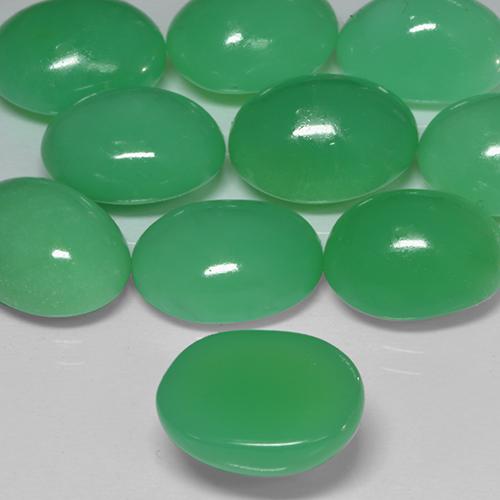 Crisoprasio Verde giallastro naturale da 4.95 ct, Ovale, Opaco