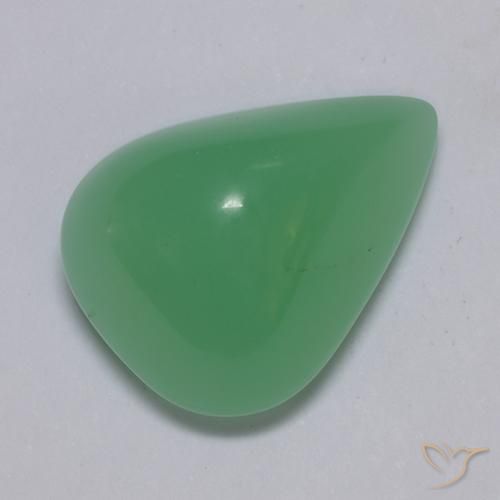 Crisoprasio naturale verde da 6,86 ct, taglio a pera, traslucido