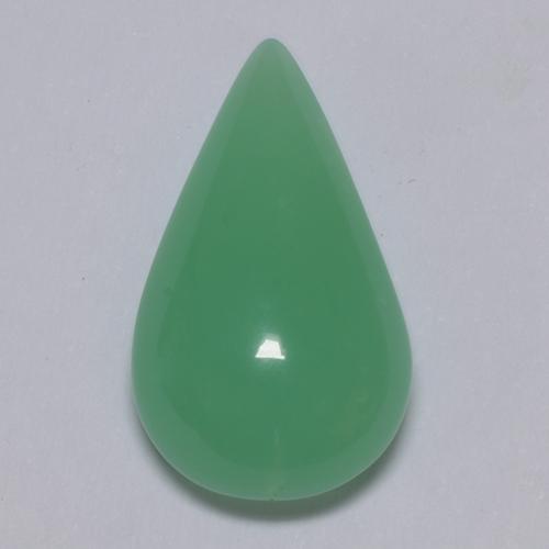 Crisoprasio naturale verde da 5,70 ct, taglio a pera, traslucido