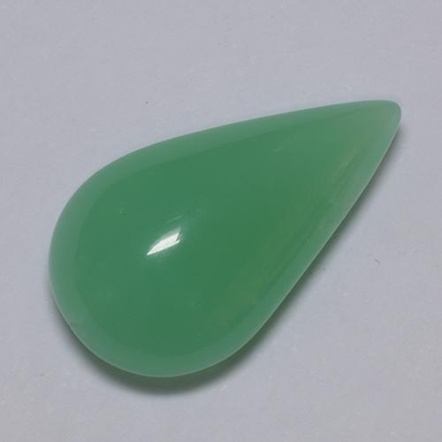 Crisoprasio naturale verde da 5,70 ct, taglio a pera, traslucido