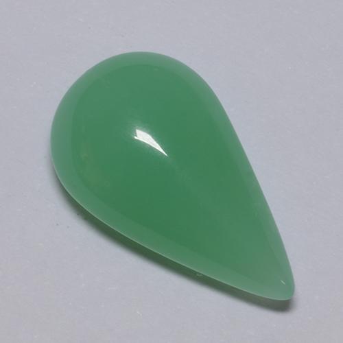 Crisoprasio naturale verde da 5,70 ct, taglio a pera, traslucido
