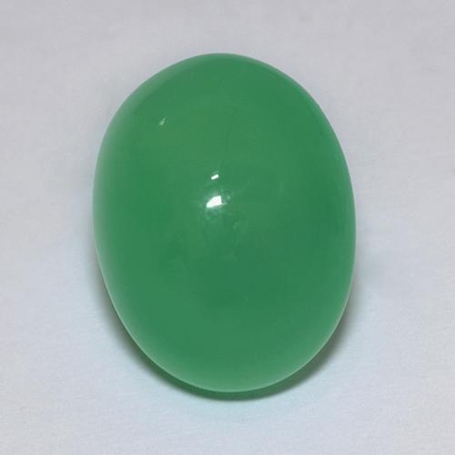 Crisoprasio verde giallastro naturale da 9,66 ct, taglio ovale, traslucido