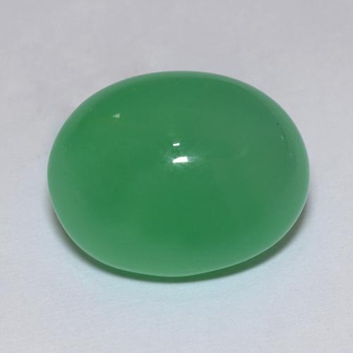 Crisoprasio verde giallastro naturale da 9,66 ct, taglio ovale, traslucido
