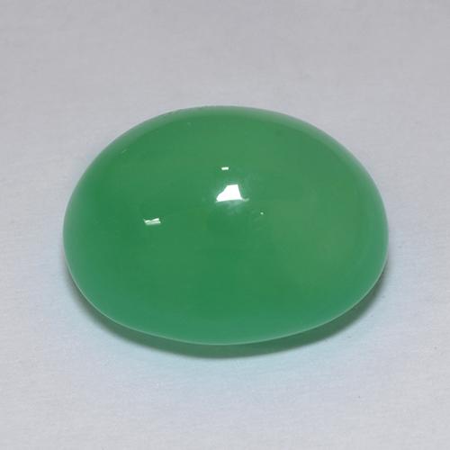 Crisoprasio verde giallastro naturale da 9,66 ct, taglio ovale, traslucido