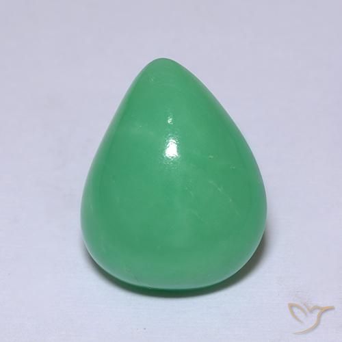 Crisoprasio naturale verde da 7,53 ct, taglio a pera, opaco