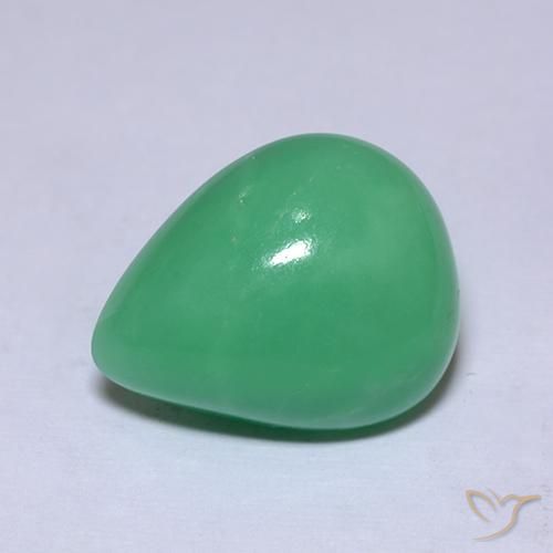 Crisoprasio naturale verde da 7,53 ct, taglio a pera, opaco
