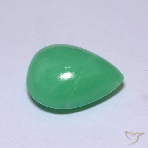 Crisoprasio naturale verde da 7,53 ct, taglio a pera, opaco