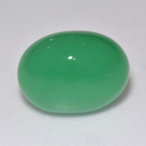 Crisoprasio naturale verde da 9,40 ct, taglio ovale, traslucido