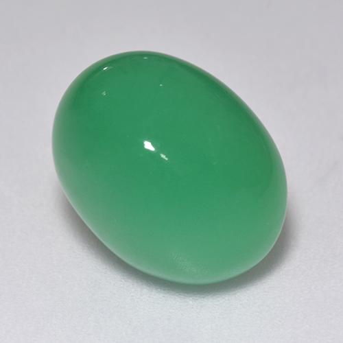Crisoprasio naturale verde da 9,40 ct, taglio ovale, traslucido