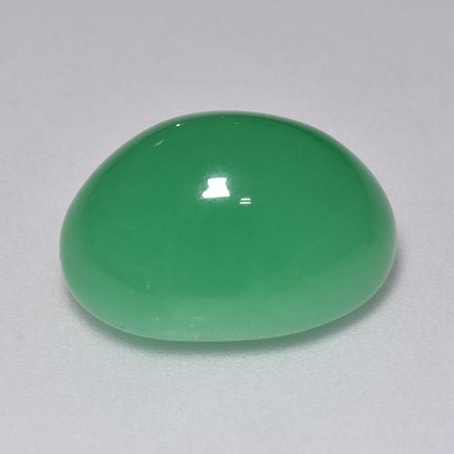Crisoprasio naturale verde da 9,40 ct, taglio ovale, traslucido